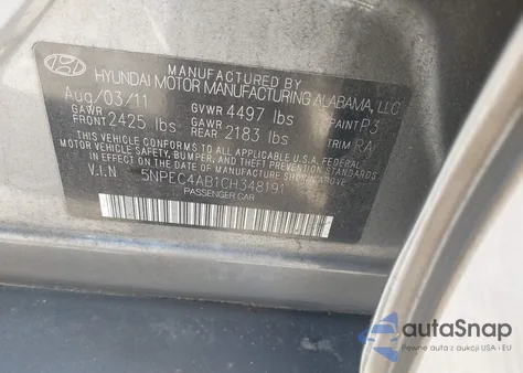 2012 Hyundai Sonata Limited 2.0T from USA, damaged, VIN 5NPEC4AB1CH348191
